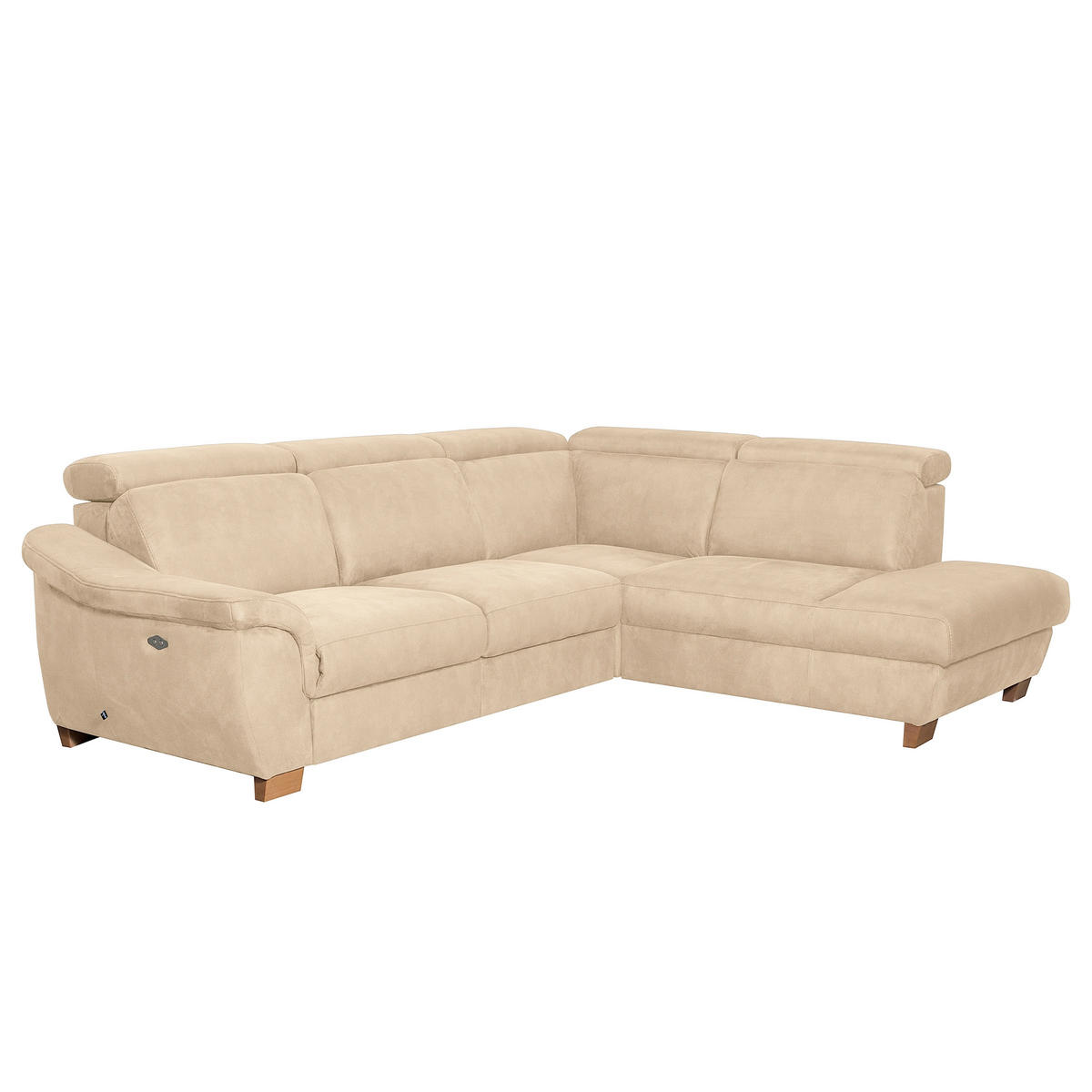 ECKSOFA Mikrofaser Beige  - Beige/Naturfarben, Design, Holz/Textil (276/238cm) - Livetastic