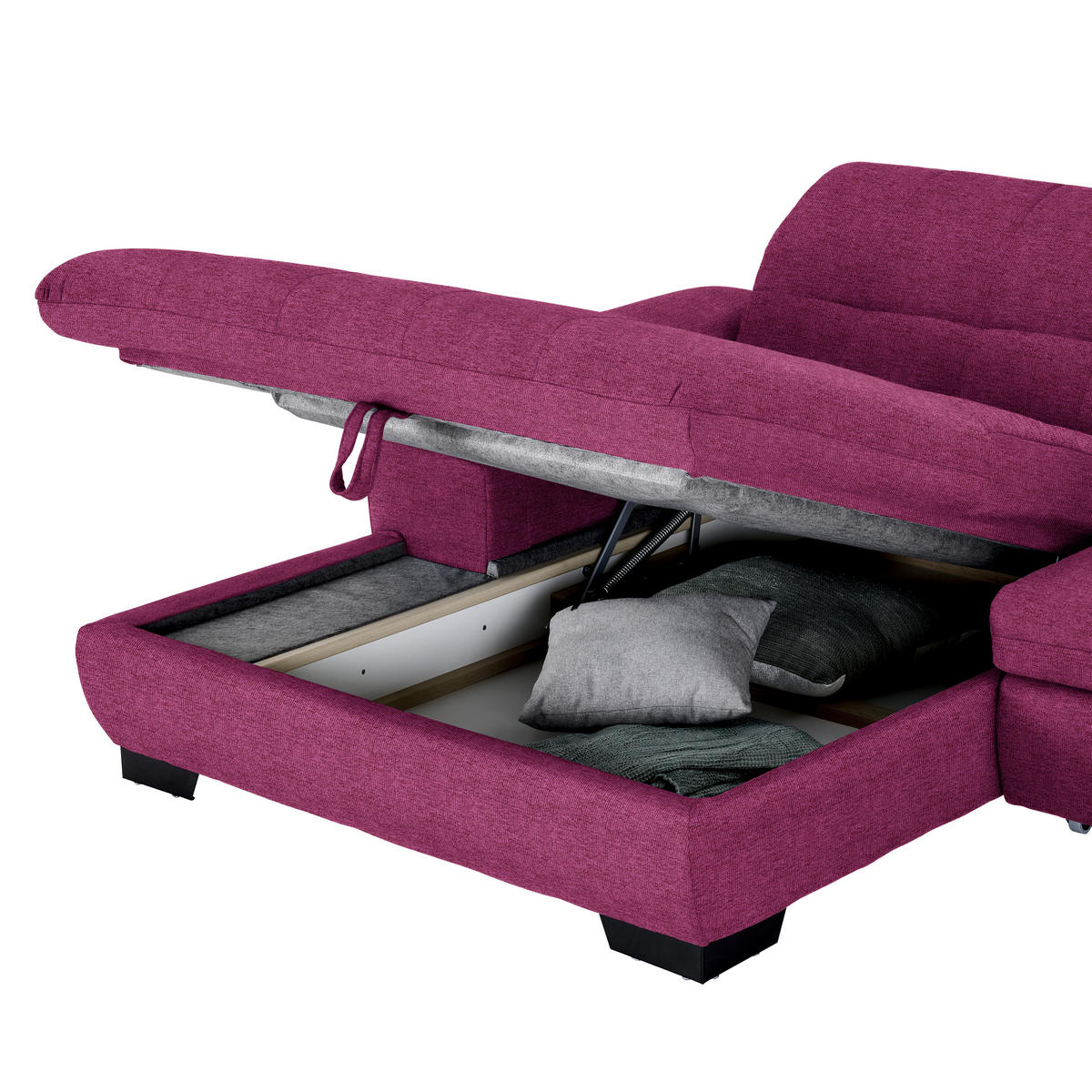 ECKSOFA  in Webstoff Lila  180/265 cm  - Lila/Schwarz, Design, Textil/Metall (180/265cm) - Carryhome