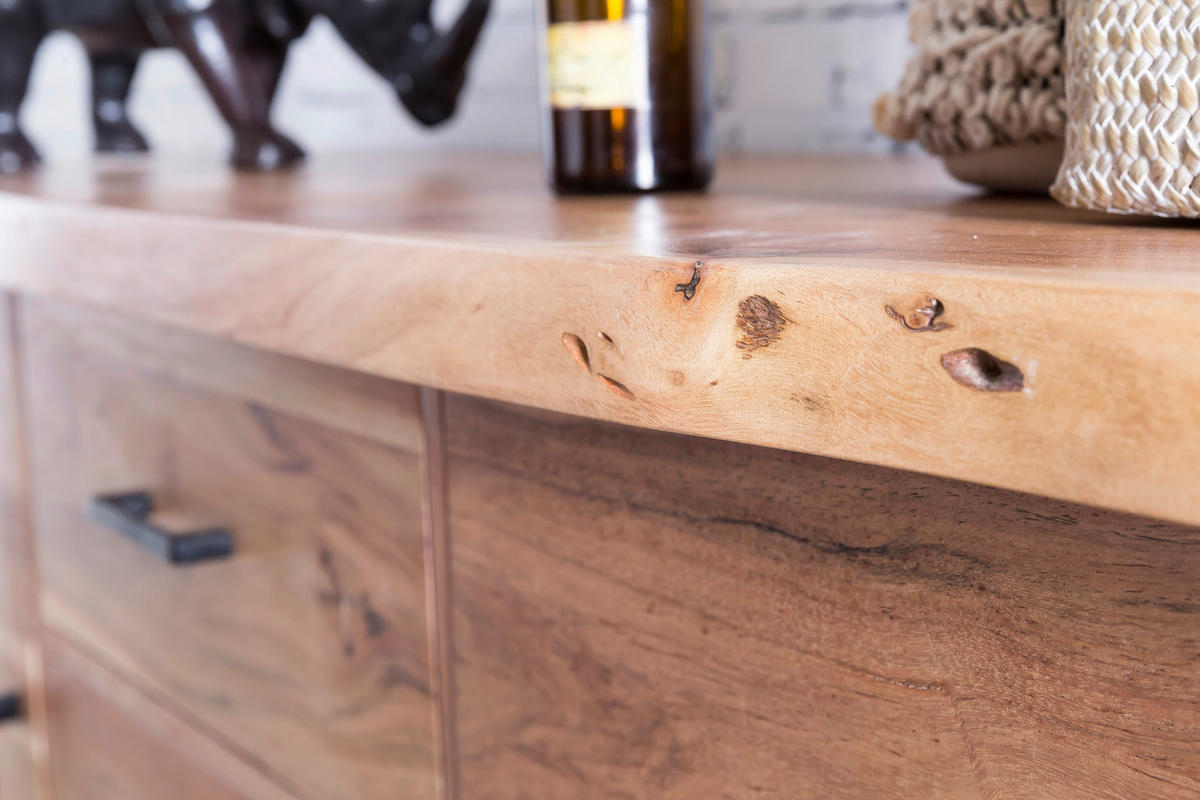 SIDEBOARD 148/85/43 cm  - Schwarz/Akaziefarben, Design, Holz/Metall (148/85/43cm) - MID.YOU