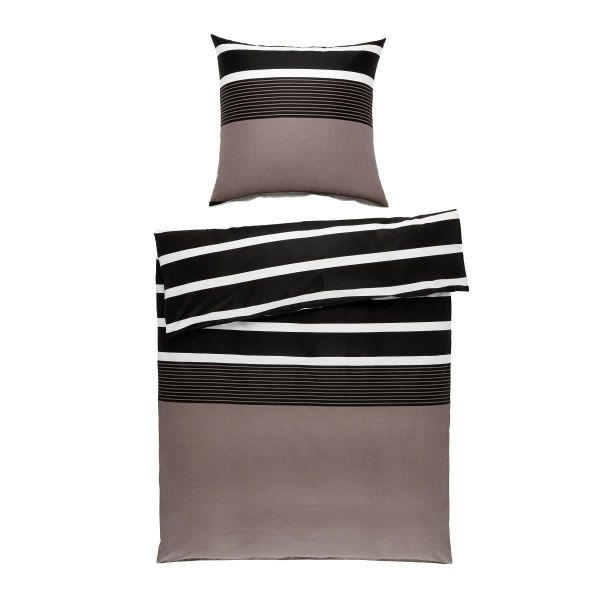 BETTWÄSCHE J.D. Makosatin 200/200 cm  - Schwarz/Braun, Basics, Textil (200/200cm) - Janine