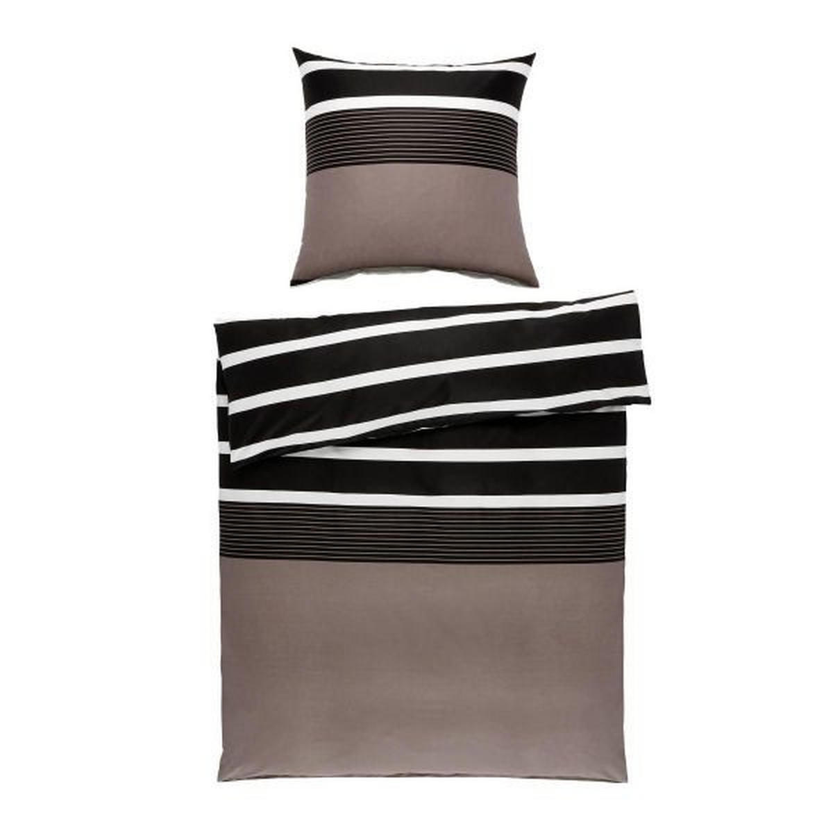 BETTWÄSCHE J.D. Makosatin 200/200 cm  - Schwarz/Braun, Basics, Textil (200/200cm) - Janine