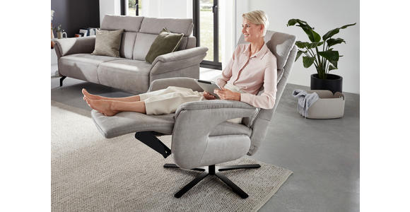 RELAXSESSEL in Textil Hellgrau  - Hellgrau/Schwarz, KONVENTIONELL, Textil/Metall (70/117/85cm) - Dieter Knoll