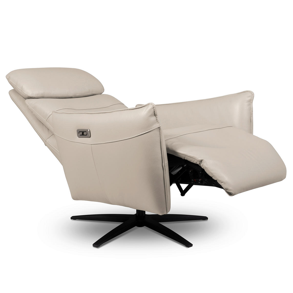 RELAXSESSEL in Leder Hellgrau  - Hellgrau/Schwarz, Design, Leder/Metall (77/107/88cm) - Livetastic