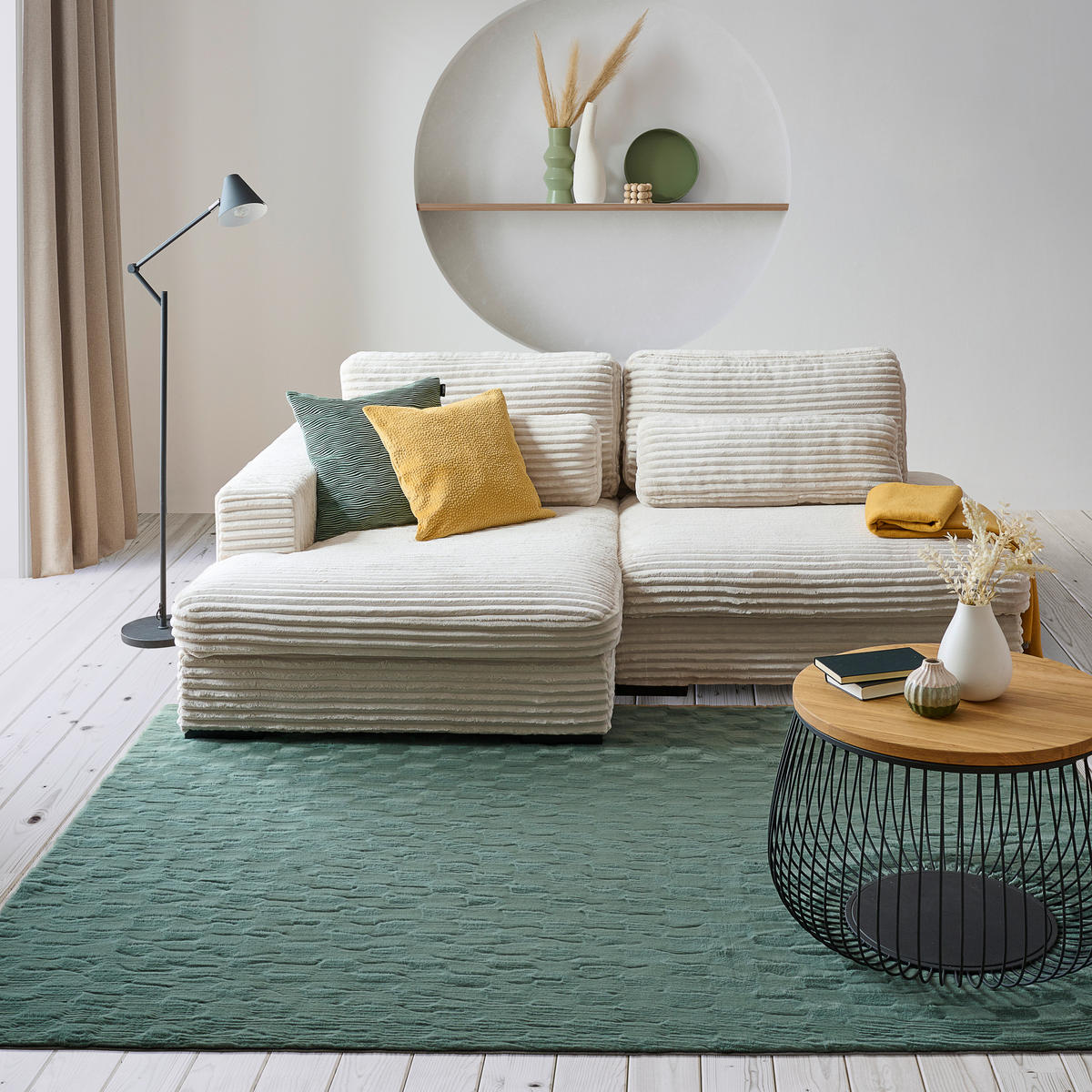 ECKSOFA in Cord Beige  - Beige/Schwarz, Design, Kunststoff/Textil (223/158cm) - Lomoco