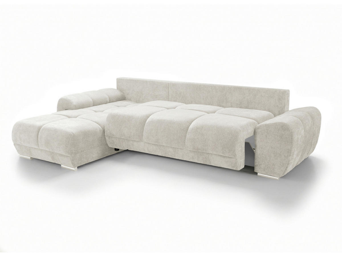 ECKSOFA  in Chenille Greige  - Chromfarben/Greige, KONVENTIONELL, Kunststoff/Textil (183/290cm) - Xora