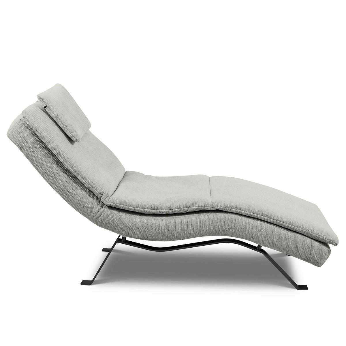 RELAXLIEGE Echtleder Grau  - Schwarz/Grau, Design, Leder/Metall (65/95/171cm) - Celina Home