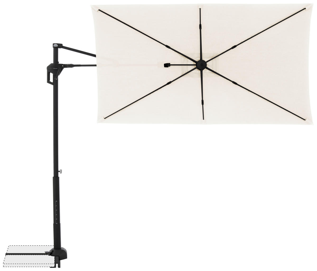 KONZOLNI SENČNIK - črna/naravne barve, Basics, kovina/tekstil (240/135cm) - Doppler