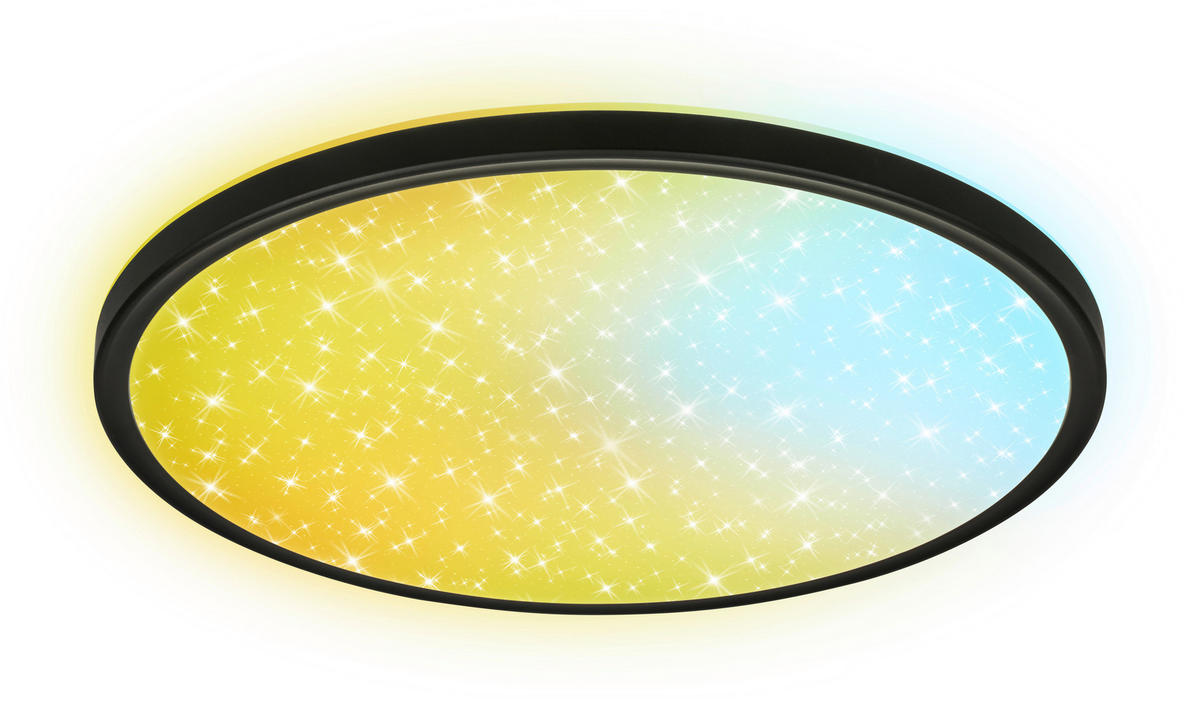 LED-DECKENLEUCHTE Aura Glow 37,5/4,5 cm   - Schwarz, KONVENTIONELL, Kunststoff (37,5/4,5cm) - Briloner