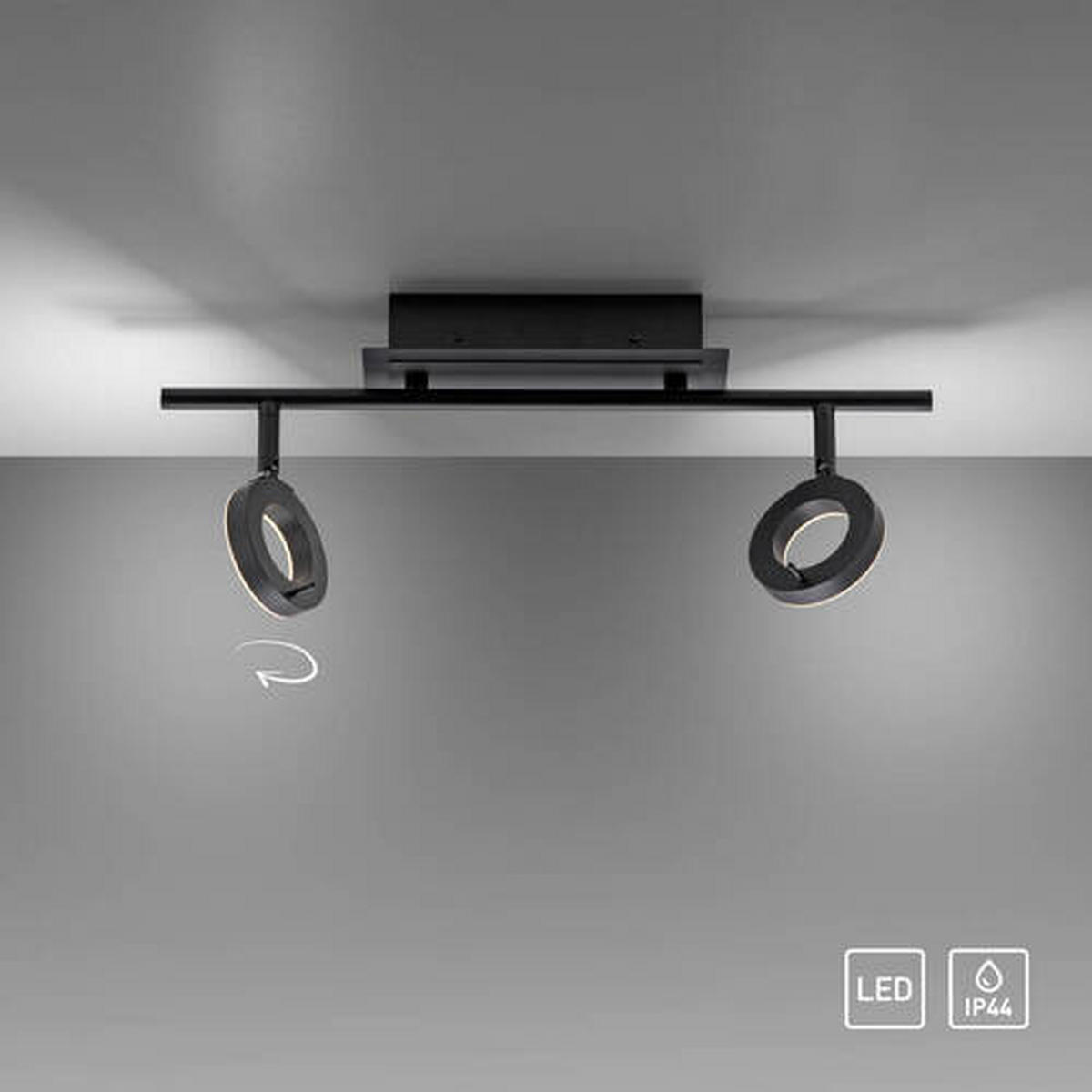 BADEZIMMER-DECKENLEUCHTE    50,5/18/19 cm  - Anthrazit, Design, Kunststoff/Metall (50,5/18/19cm) - Paul Neuhaus