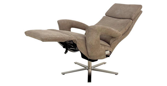 RELAXSESSEL Mikrofaser    - Edelstahlfarben/Beige, Design, Textil/Metall (80/122/90cm) - Cantus