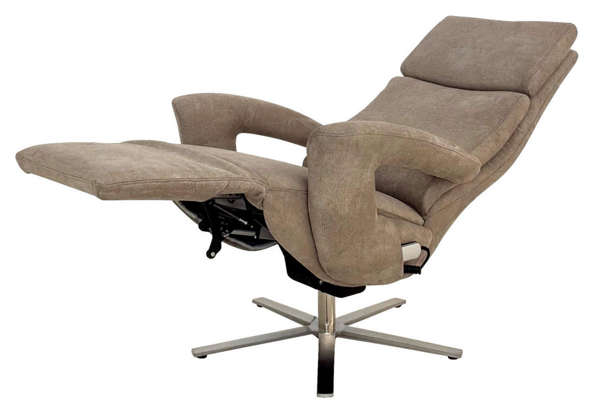 RELAXSESSEL Mikrofaser    - Edelstahlfarben/Beige, Design, Textil/Metall (80/122/90cm) - Cantus
