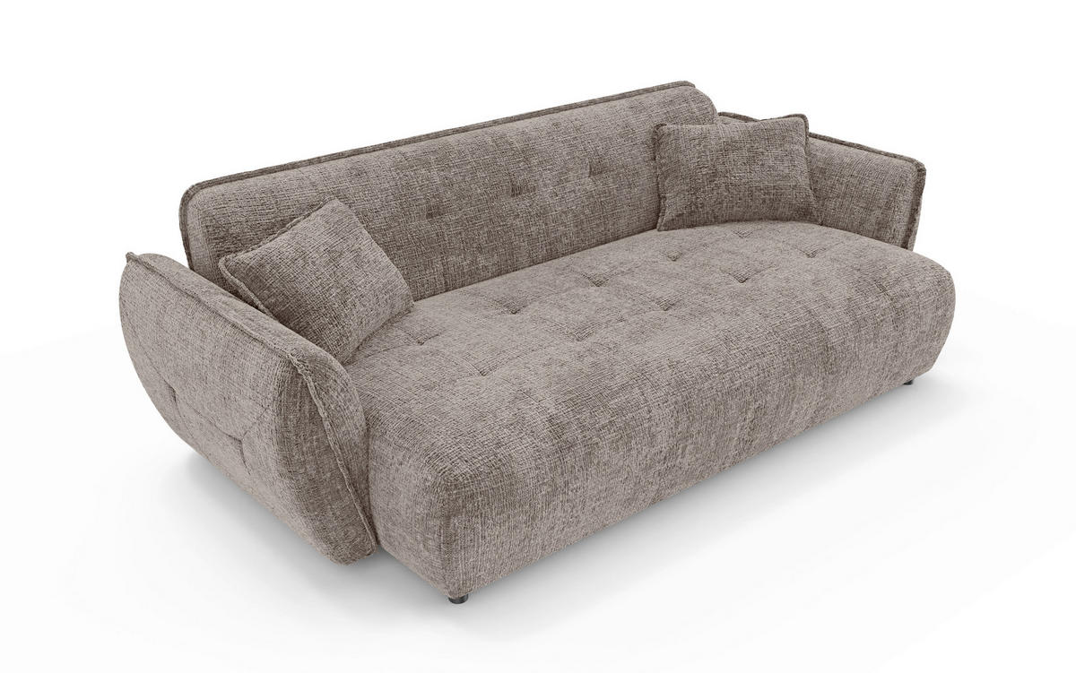 VIERSITZER-SOFA Nelia Chenille Braun  - Schwarz/Braun, Design, Kunststoff/Textil (250/81/114cm) - P & B