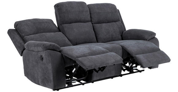 3-SITZER-SOFA Chenille Dunkelgrau  - Dunkelgrau/Schwarz, KONVENTIONELL, Textil/Metall (196,5/98/95cm) - Carryhome