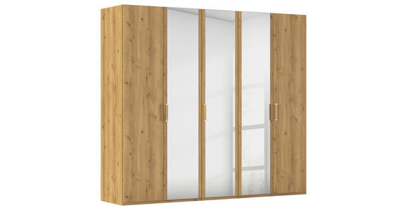 DREHTÜRENSCHRANK 251/223/60 cm 5-türig Eichefarben - Eichefarben/Silberfarben, Design, Glas/Holzwerkstoff (251/223/60cm) - Novel