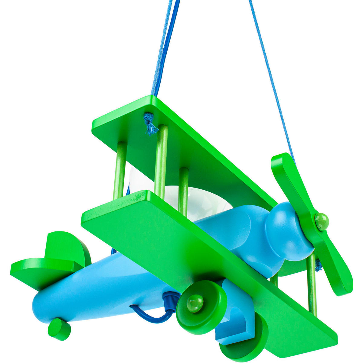 KINDERHÄNGELEUCHTE 29/31/75 cm   - Blau/Grün, KONVENTIONELL, Holz (29/31/75cm)