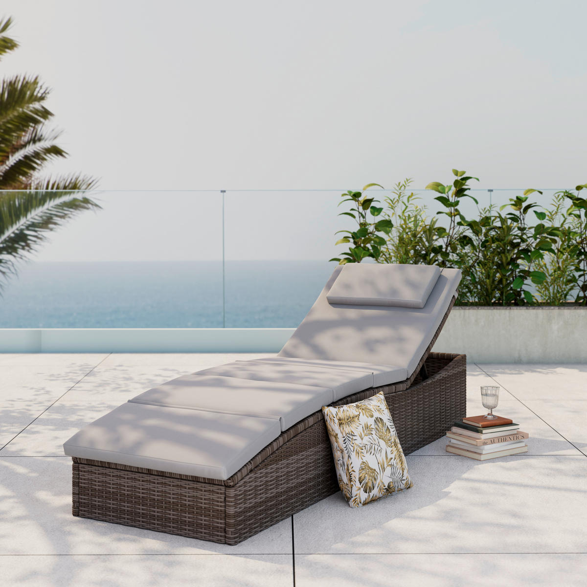 GARTENLIEGE 190/80/60 cm  - Beige, Modern, Kunststoff/Textil (190/80/60cm) - Ambia Garden