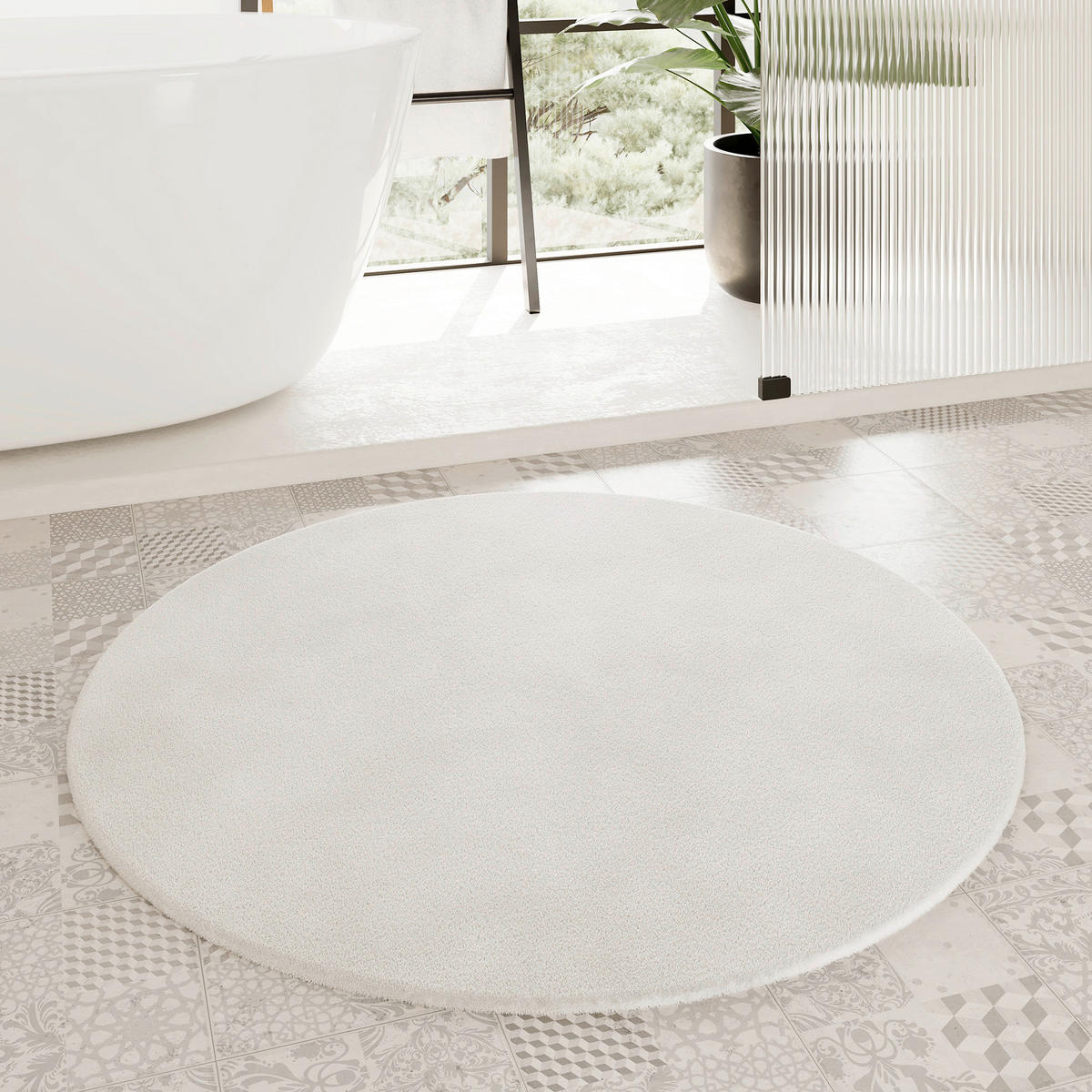 BADTEPPICH Elfenbein 90 cm  - Elfenbein, Basics, Kunststoff/Textil (90cm) - WECON HOME BASIC