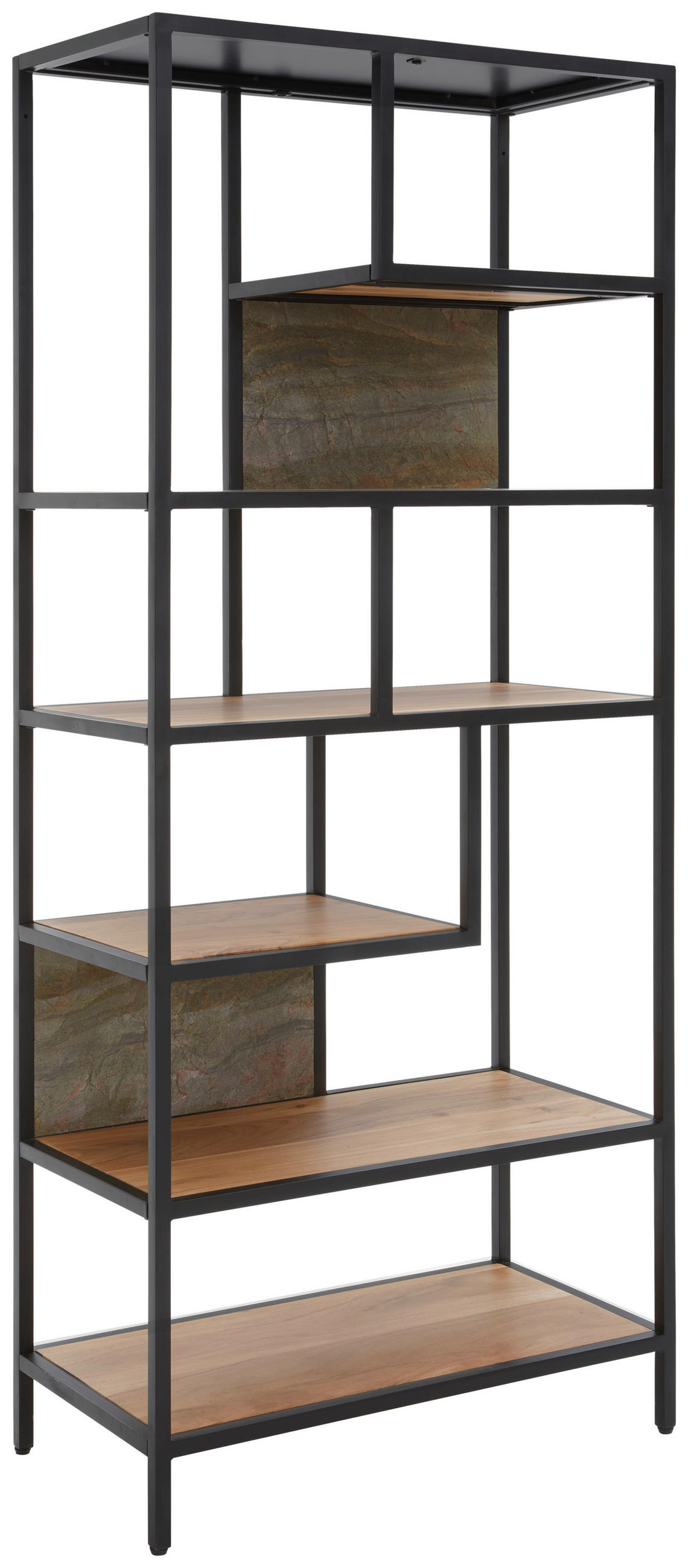 HYLLA i 75/174/38 cm grön, svart, akaciefärgad  - grön/svart, Design, metall/trä (75/174/38cm) - Livetastic