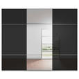 SCHWEBETÜRENSCHRANK 301/223/68 cm 3-türig Schwarz, Weiß  - Chromfarben/Schwarz, KONVENTIONELL, Glas/Holzwerkstoff (301/223/68cm) - Novel
