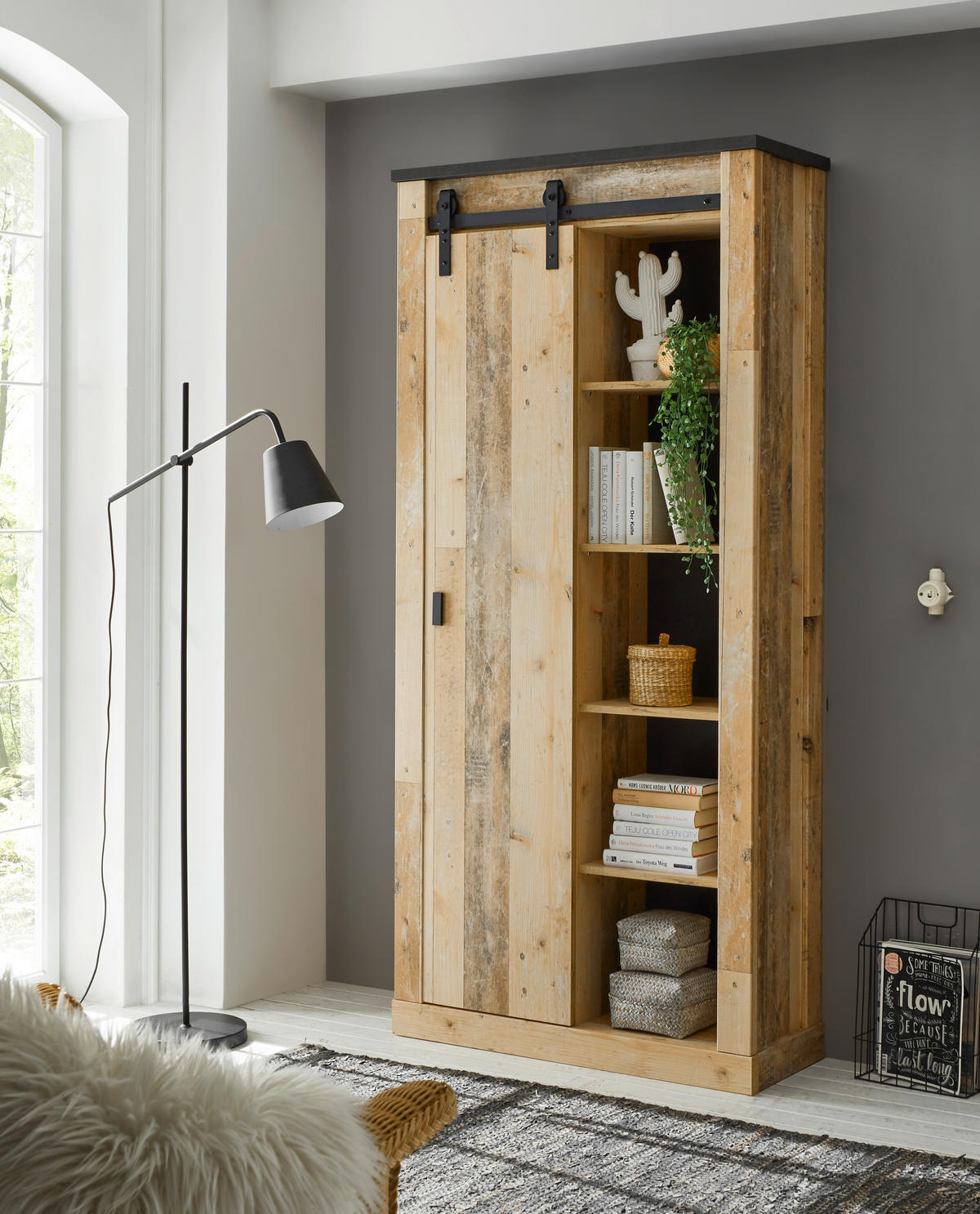 GARDEROBENSCHRANK  in 93/201/38 cm  - Anthrazit/Schwarz, Design, Holzwerkstoff/Metall (93/201/38cm) - Modante