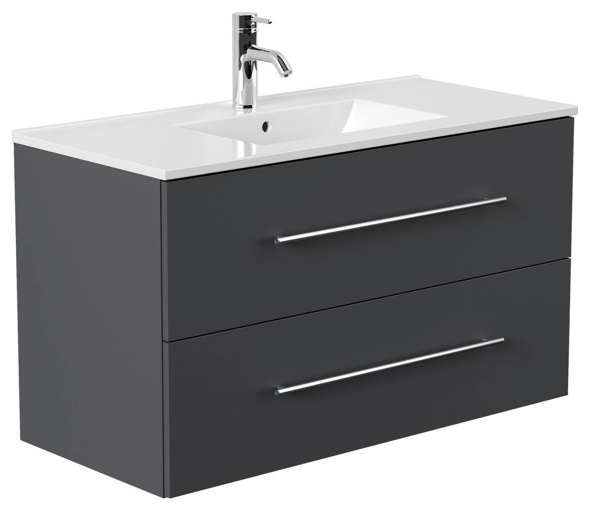 WASCHTISCHKOMBI 101 cm  - Graphitfarben/Weiß, Basics, Keramik/Holzwerkstoff (101cm) - MID.YOU