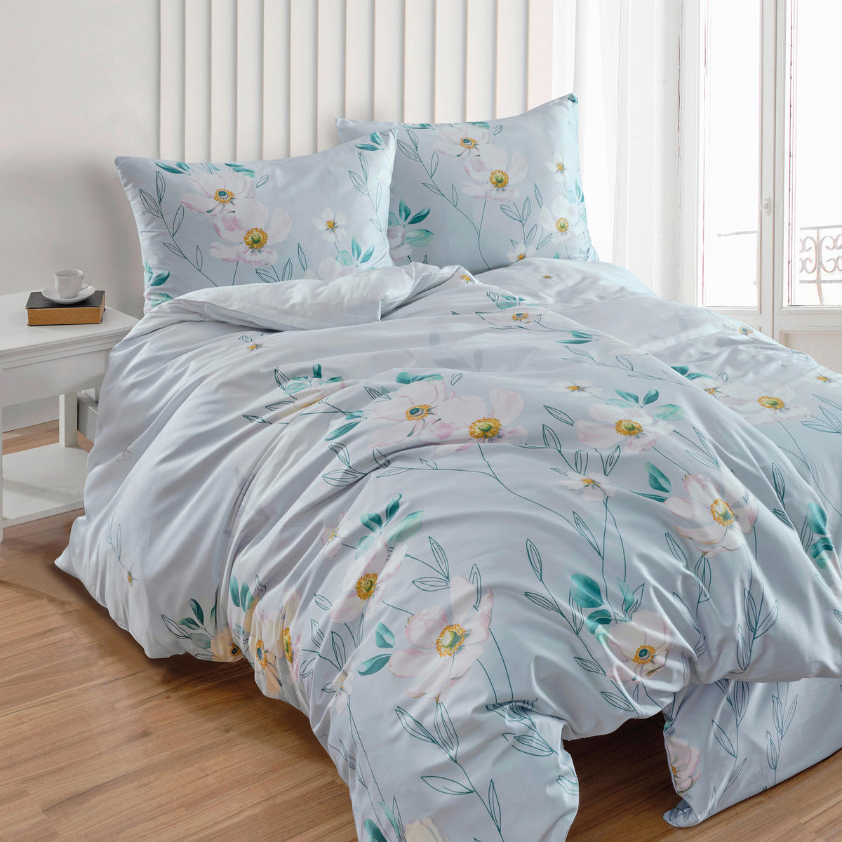 BETTWÄSCHE 2-teilig Satin 135/200 cm  - Blau, Basics, Textil (135/200cm) - Florella