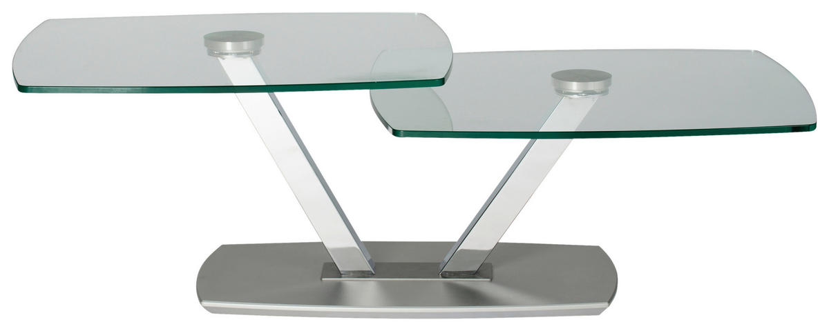 COUCHTISCH Glas, Holzwerkstoff 96-136/70/44 cm  - Chromfarben, Design, Glas/Holzwerkstoff (96-136/70/44cm)