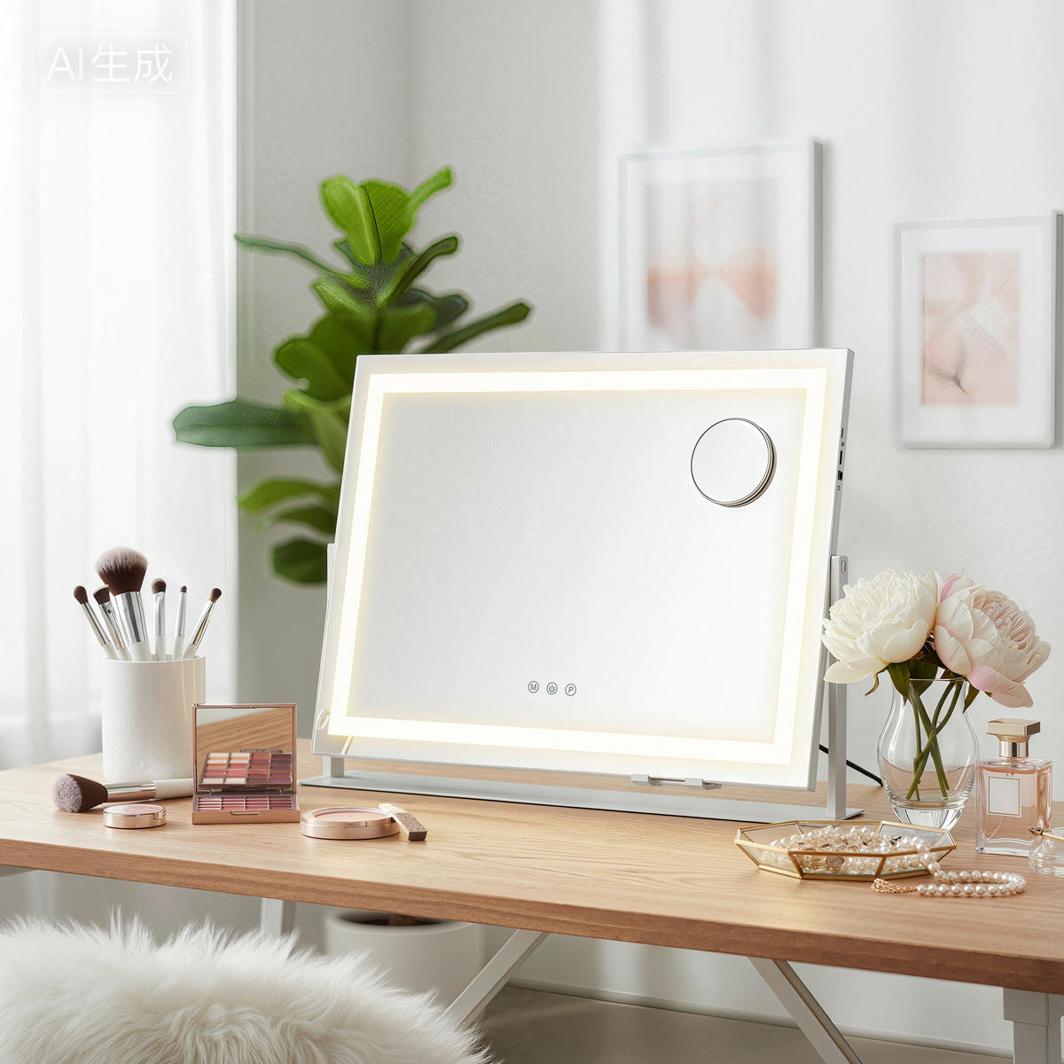 SCHMINKSPIEGEL Weiß  - Weiß, Trend, Glas/Holzwerkstoff (62,5/45,8/10cm) - Boxxx