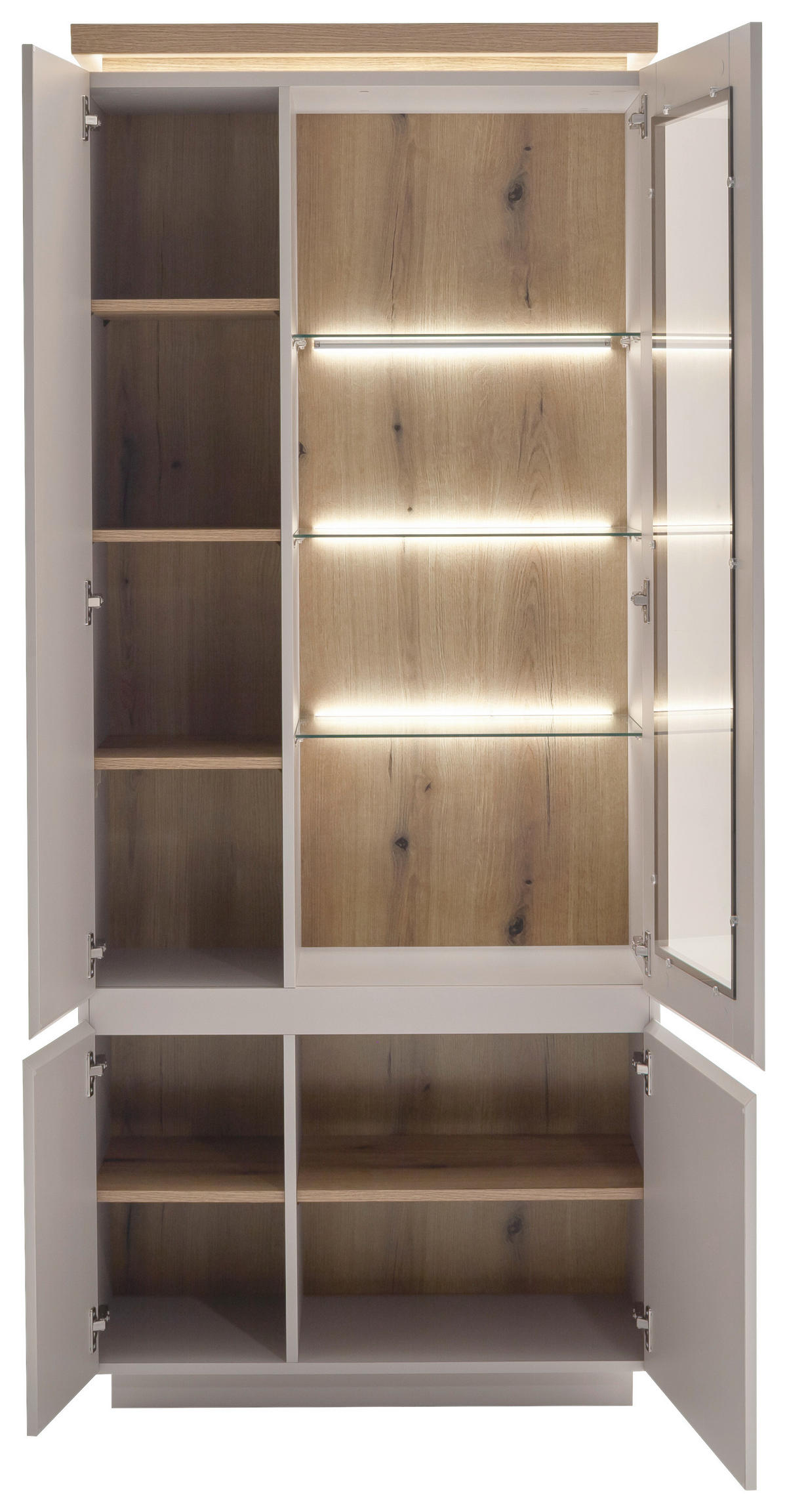 VITRINE Eichefarben, Kaschmir  - Kaschmir/Eichefarben, Design, Glas/Holzwerkstoff (82/197/40cm) - Livetastic