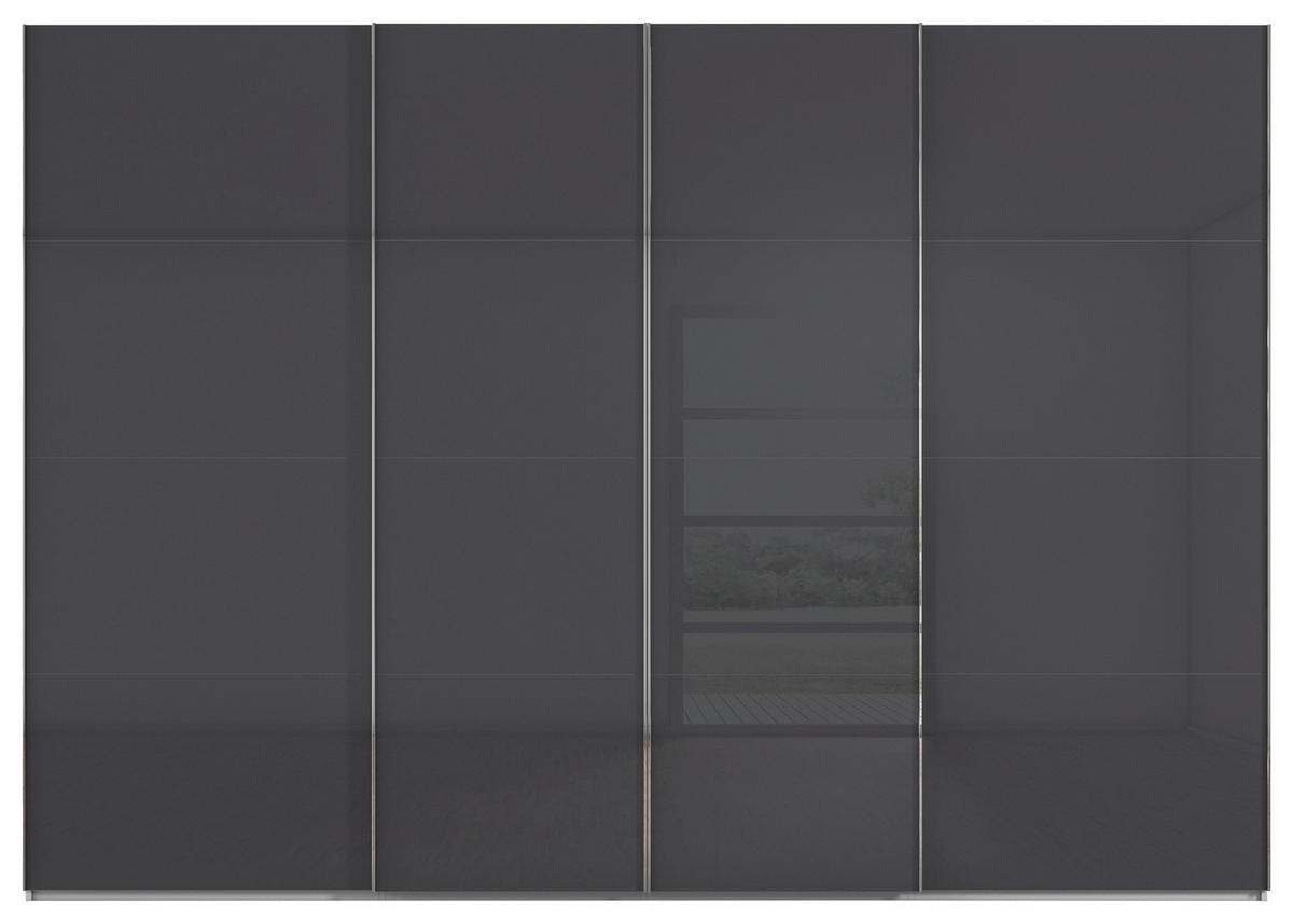 SCHWEBETÜRENSCHRANK 316/235/68 cm 4-türig Grau, Hellgrau  - Chromfarben/Hellgrau, Design, Glas/Holzwerkstoff (316/235/68cm) - Novel