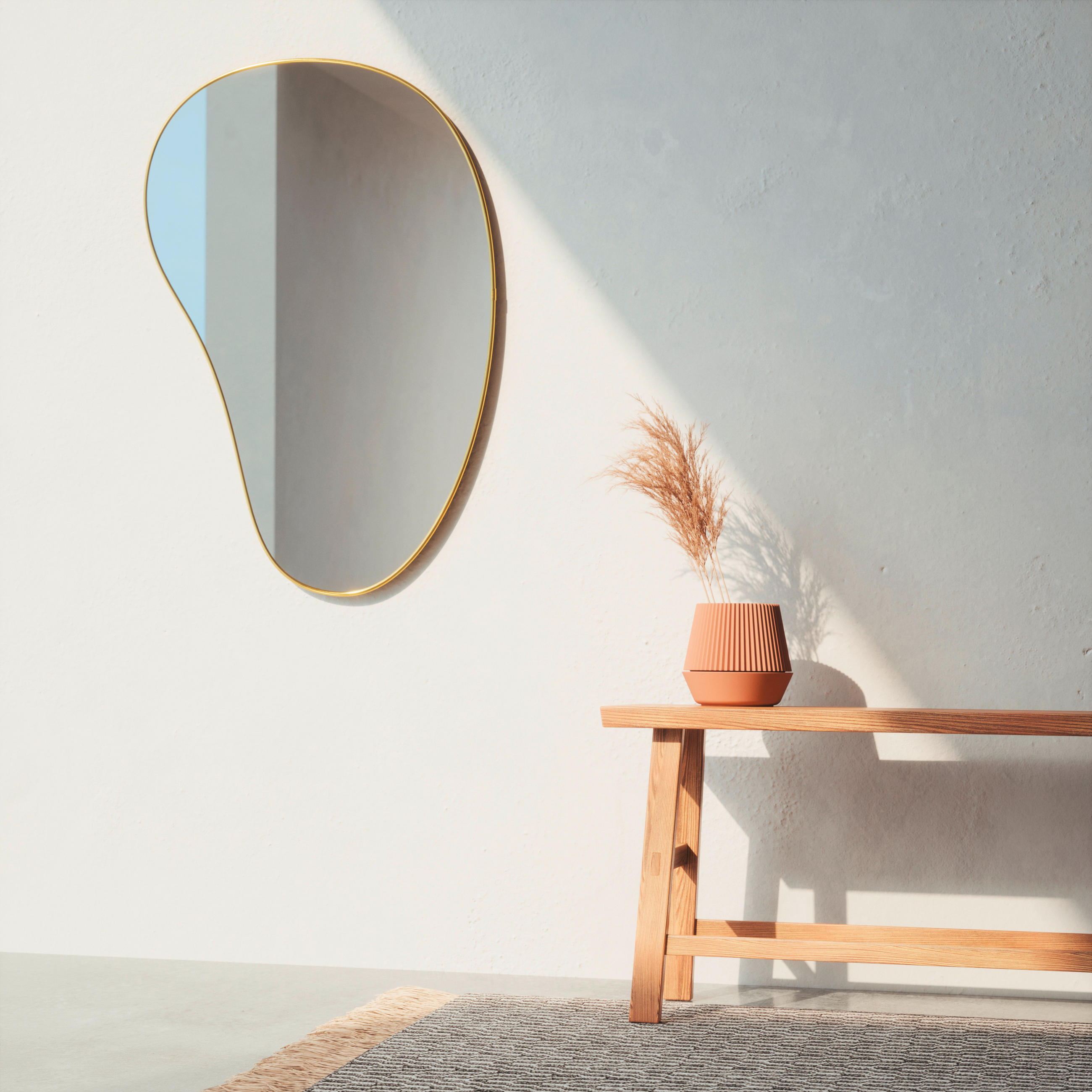 Thumbnail - Umbra Wandspiegel, Gold, Glas, formgebogen, 92x61x3 cm, Spiegel, Wandspiegel