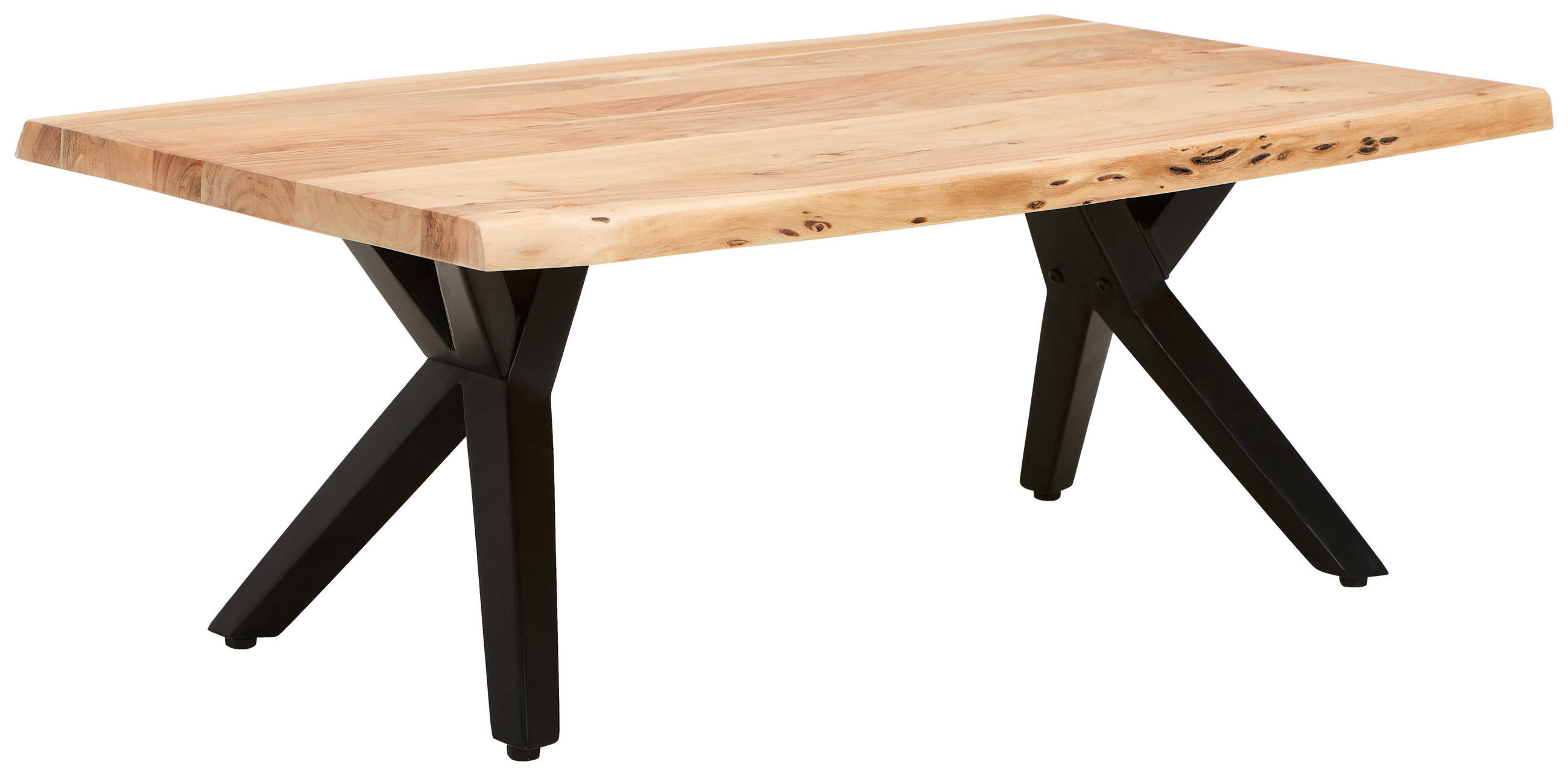 COUCHTISCH Akazie massiv 115/70/45 cm rechteckig Akaziefarben  - Schwarz/Akaziefarben, LIFESTYLE, Holz/Metall (115/70/45cm) - Landscape