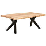 COUCHTISCH Akazie massiv 115/70/45 cm rechteckig Akaziefarben  - Schwarz/Akaziefarben, LIFESTYLE, Holz/Metall (115/70/45cm) - Landscape