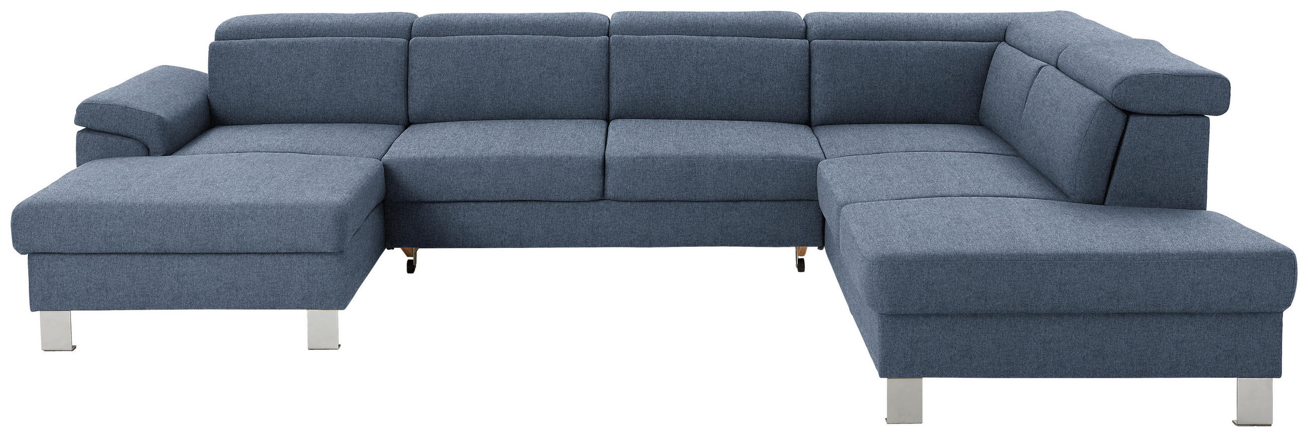 WOHNLANDSCHAFT inkl.Funktionen Blau Webstoff  - Blau/Silberfarben, Design, Textil/Metall (168/320/226cm) - Xora