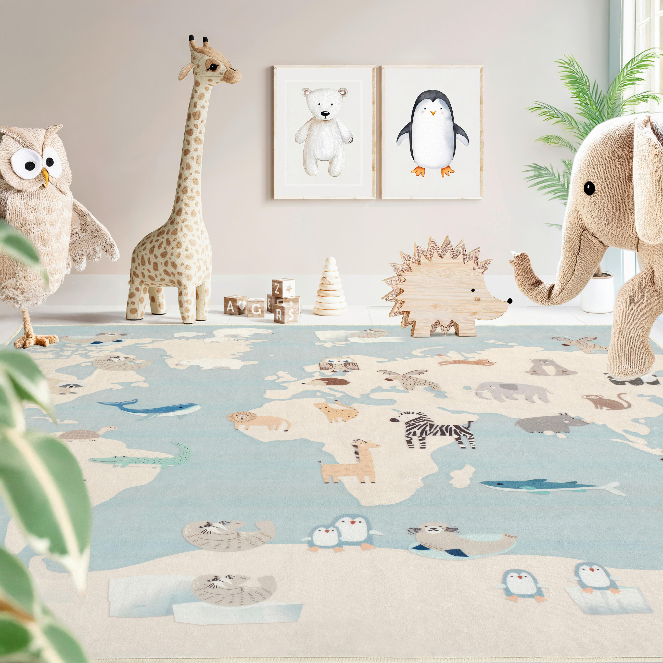 KINDERTEPPICH 120/120 cm LIVING ZOONIA  - Pastellblau/Multicolor, Design, Kunststoff/Textil (120/120cm) - Lindorug