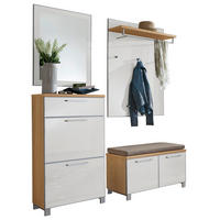 GARDEROBE 5-teilig  in 155/195/40 cm  - Eichefarben/Weiß, Design, Glas/Holz (155/195/40cm)