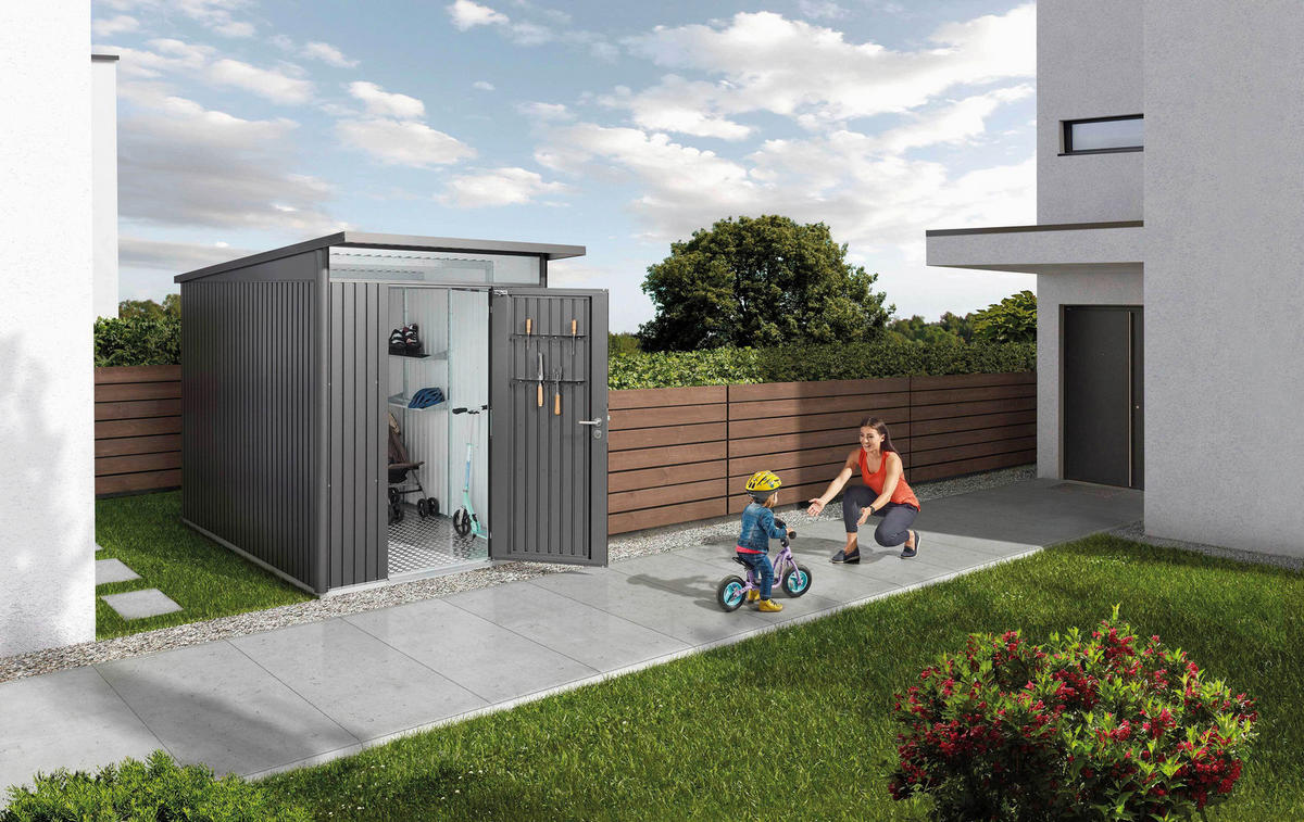 GERÄTEHAUS 180/218/300 cm  - Grau, Design, Metall (180/218/300cm) - Biohort