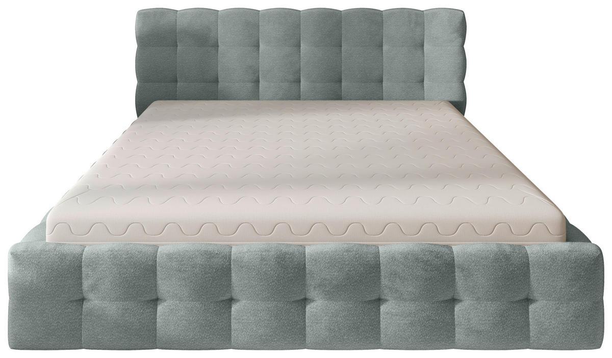 POLSTERBETT 160/200 cm,  in Hellgrau, gepolstertes Kopfteil, Lattenrost, Bettkasten,  - Hellgrau/Schwarz, MODERN, Holz/Kunststoff (160/200cm) - Chameo