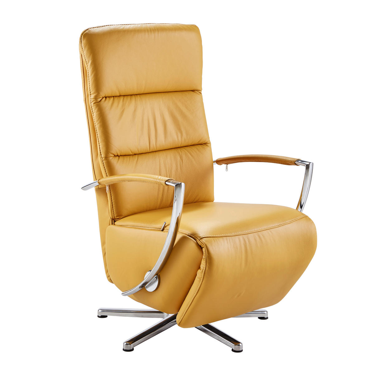 RELAXSESSEL Echtleder    - Chromfarben/Gelb, Design, Leder/Metall (64/108-112/80cm) - Cantus