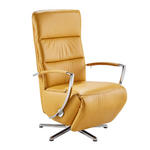 RELAXSESSEL Echtleder    - Chromfarben/Gelb, Design, Leder/Metall (64/108-112/80cm) - Cantus