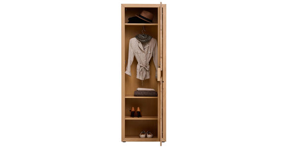 GARDEROBENSCHRANK  in 63,8/199/40 cm  - Eichefarben/Schwarz, KONVENTIONELL, Holz/Metall (63,8/199/40cm) - Linea Natura