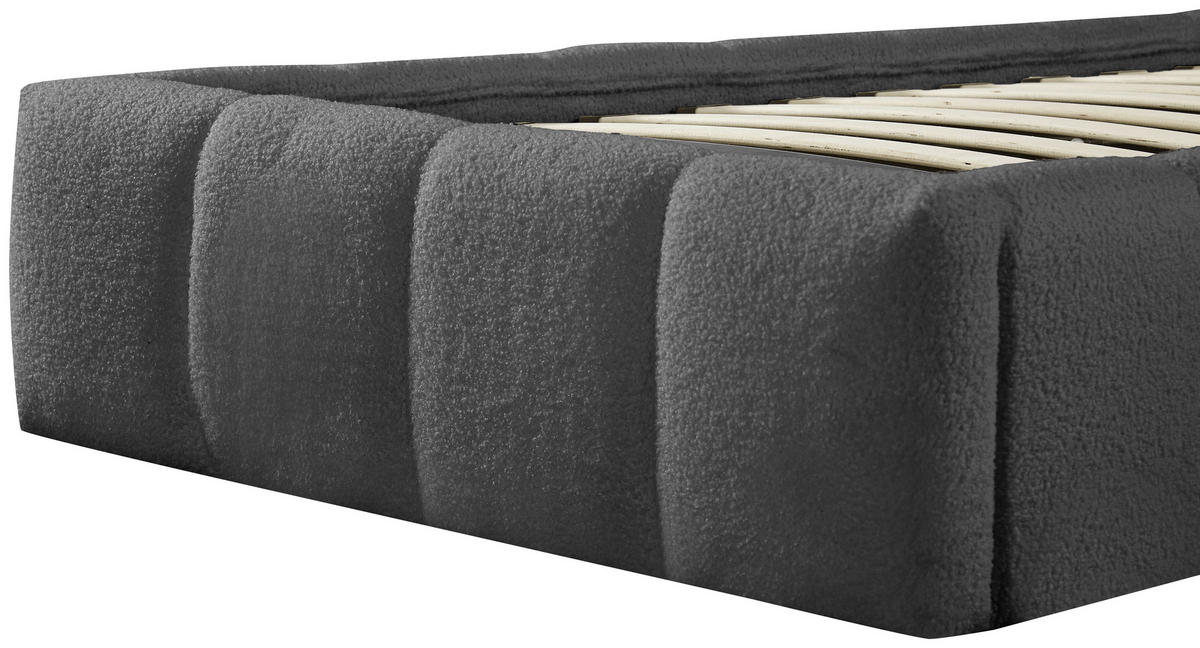POLSTERBETT Lattenrost, Bettkasten Grau 90/200 cm  - Schwarz/Naturfarben, MODERN, Holz/Kunststoff (90/200cm) - Livetastic