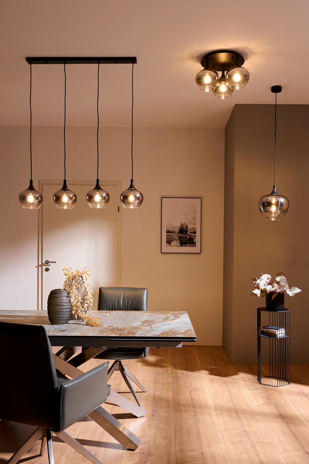 HÄNGELEUCHTE Maxy 100/18/120 cm   - Schwarz, Design, Glas/Metall (100/18/120cm) - Globo