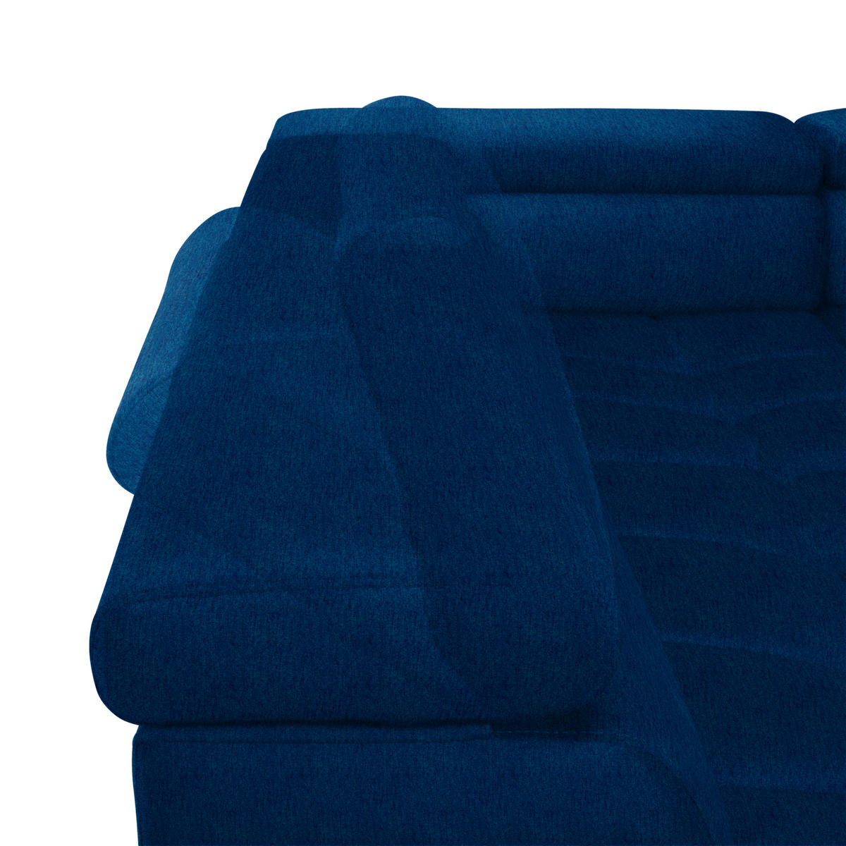 WOHNLANDSCHAFT in Samt, Webstoff Blau  - Blau/Schwarz, Design, Textil/Metall (216/385/177cm) - Welnova