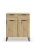 KOMMODE  in 80/81/42 cm  - Dunkelgrau/Eiche Artisan, Design, Holzwerkstoff/Metall (80/81/42cm) - Carryhome