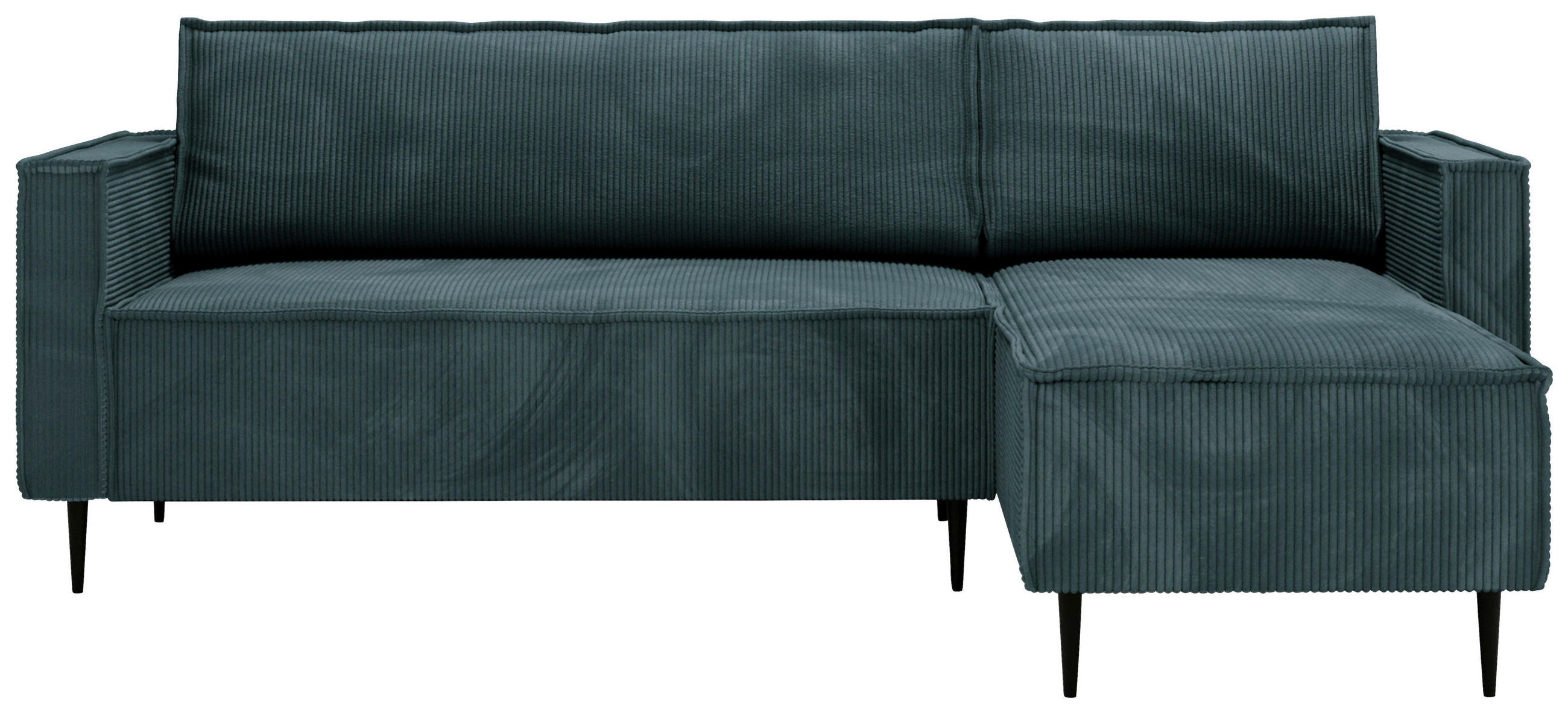 ECKSOFA Petrol Cord  - Petrol/Schwarz, Design, Textil/Metall (223/151cm) - Livetastic