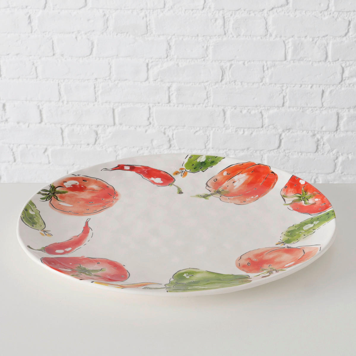 SERVÍROVACÍ PODNOS, keramika, 39/31 cm - bílá/zelená, Basics, keramika (39/31cm) - Boltze Home