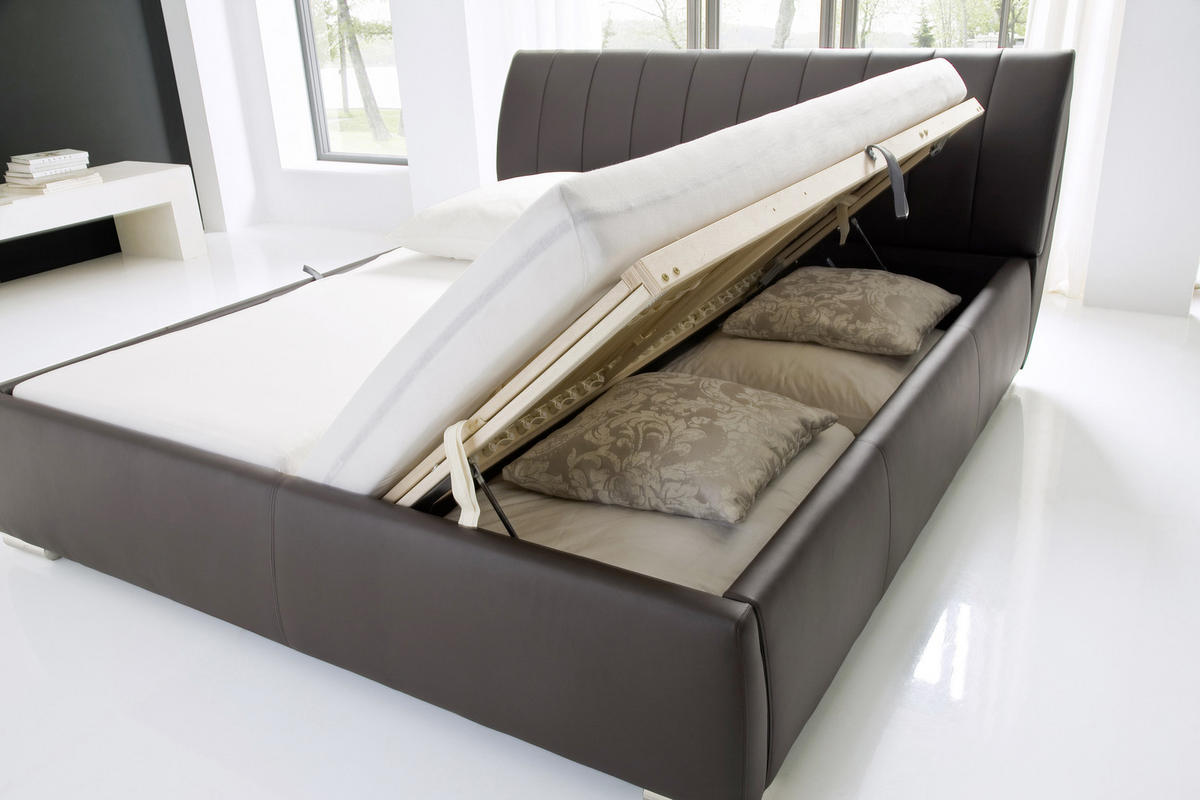 POLSTERBETT 180/200 cm  in Braun  - Chromfarben/Braun, Design, Holz/Textil (180/200cm) - Xora