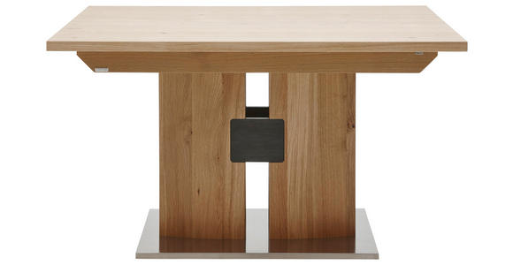 ESSTISCH Wildeiche furniert rechteckig Edelstahlfarben, Eichefarben - Edelstahlfarben/Eichefarben, KONVENTIONELL, Holz/Metall (130/90/76cm) - Dieter Knoll