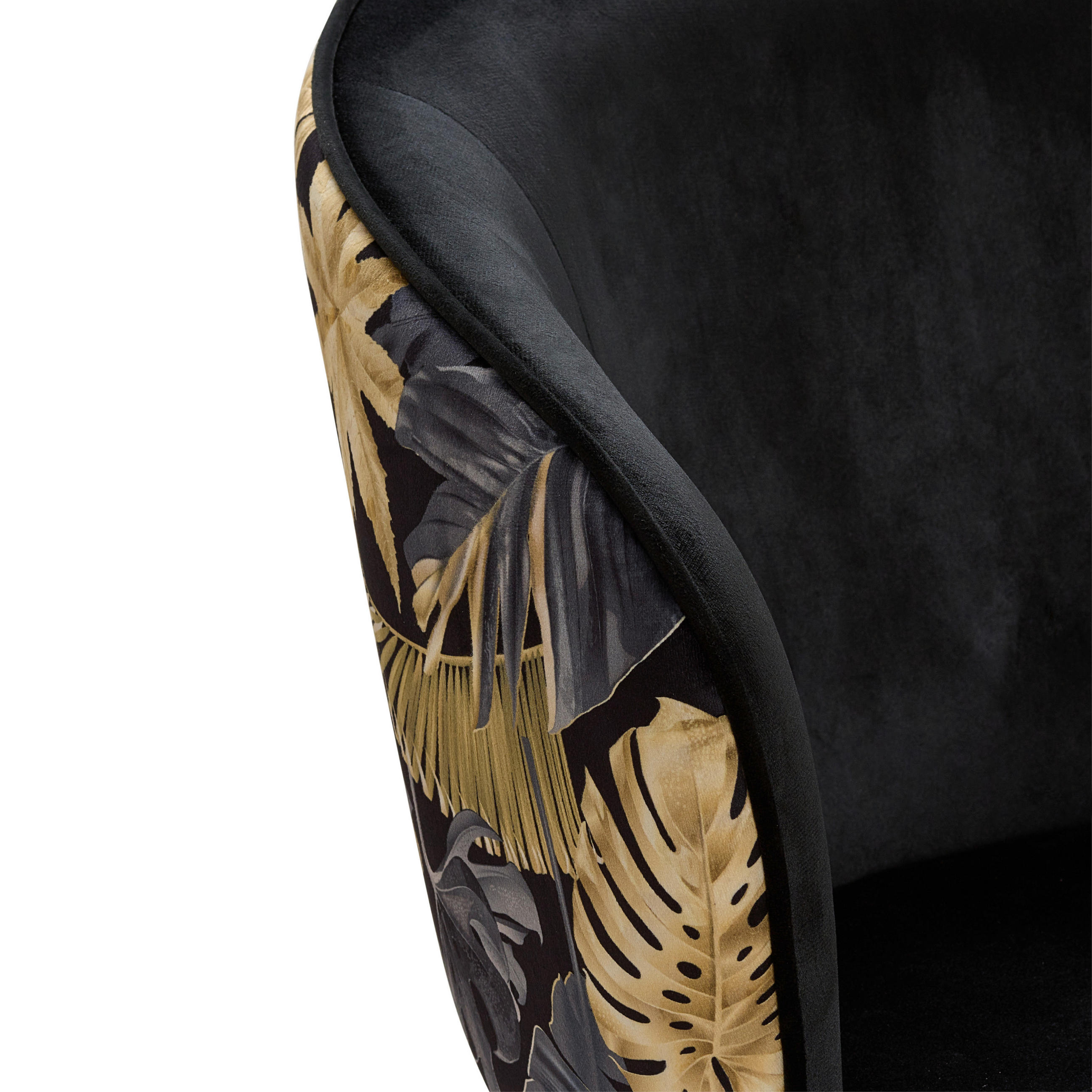 Thumbnail - Mid.you Armlehnstuhl, Schwarz, Gold, Holz, Metall, Textil, Pappel, Sperrholz, Blätter, Rundrohr, 60x81x60 cm, Esszimmer,...